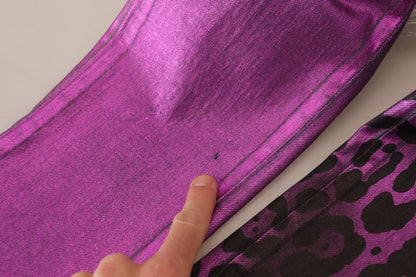 بنطلون جينز دولتشي آند غابانا بقصة ضيقة من القطن بنقشة جلد النمر البنفسجي