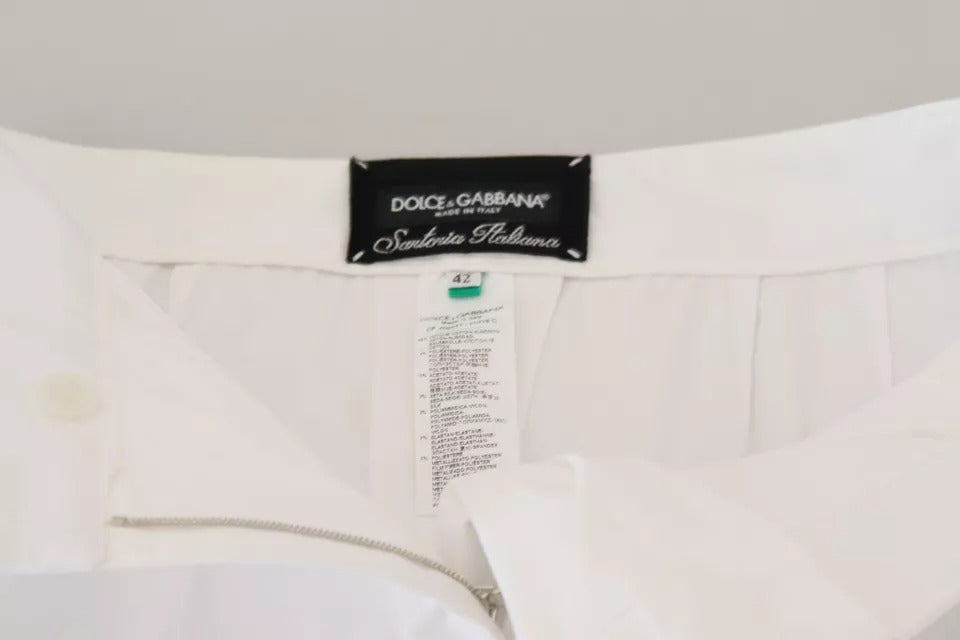 Dolce &amp; Gabbana – Weiße Hose aus Jacquard-Baumwollmischung mit mittlerer Taille