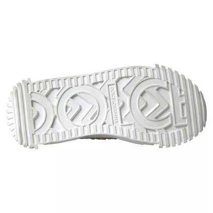 Dolce &amp; Gabbana – Weiße NS1-Sneakers aus Canvas und Leder mit Verzierung