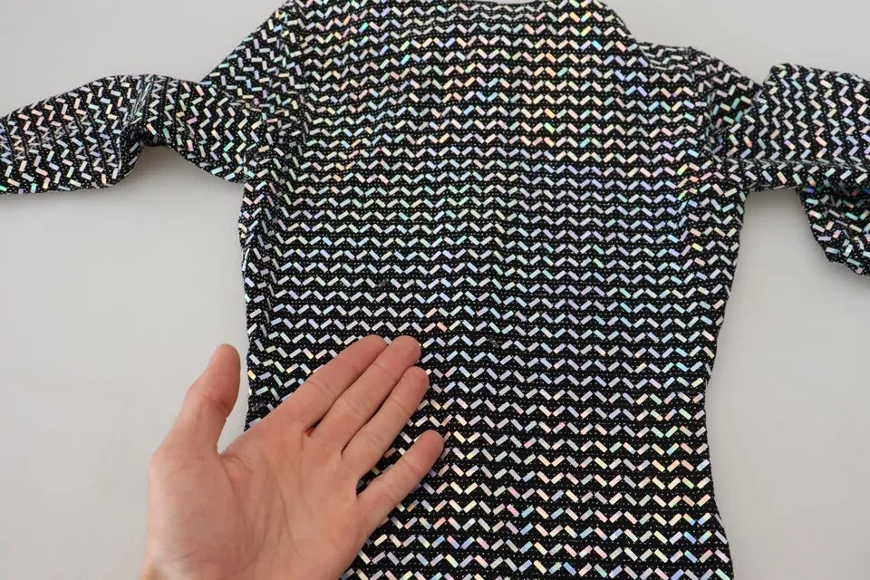 Dolce &amp; Gabbana – Schwarzes, verziertes, figurbetontes Minikleid aus Nylon