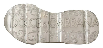 Dolce &amp; Gabbana Daymaster Sneakers aus weißem und silbernem Leder