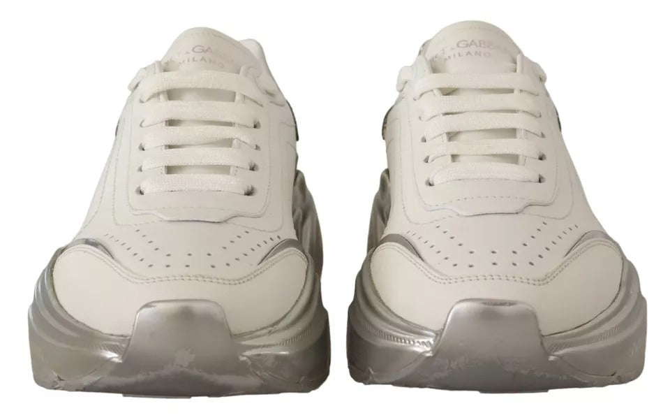 Dolce &amp; Gabbana Daymaster Sneakers aus weißem und silbernem Leder