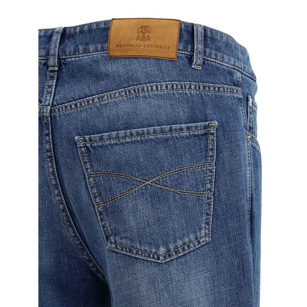 Brunello Cucinelli Blaue Baumwoll-Jeans mit geradem Bein