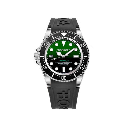 Bobroff-Armbanduhr aus schwarzem Kautschuk