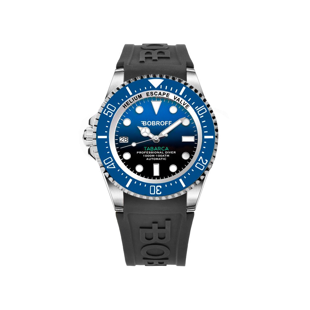 Bobroff-Armbanduhr aus schwarzem Kautschuk