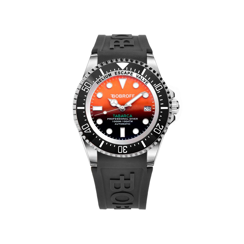 Bobroff-Armbanduhr aus schwarzem Kautschuk
