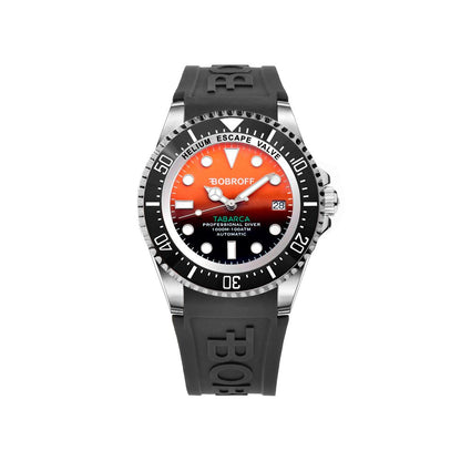 Bobroff-Armbanduhr aus schwarzem Kautschuk