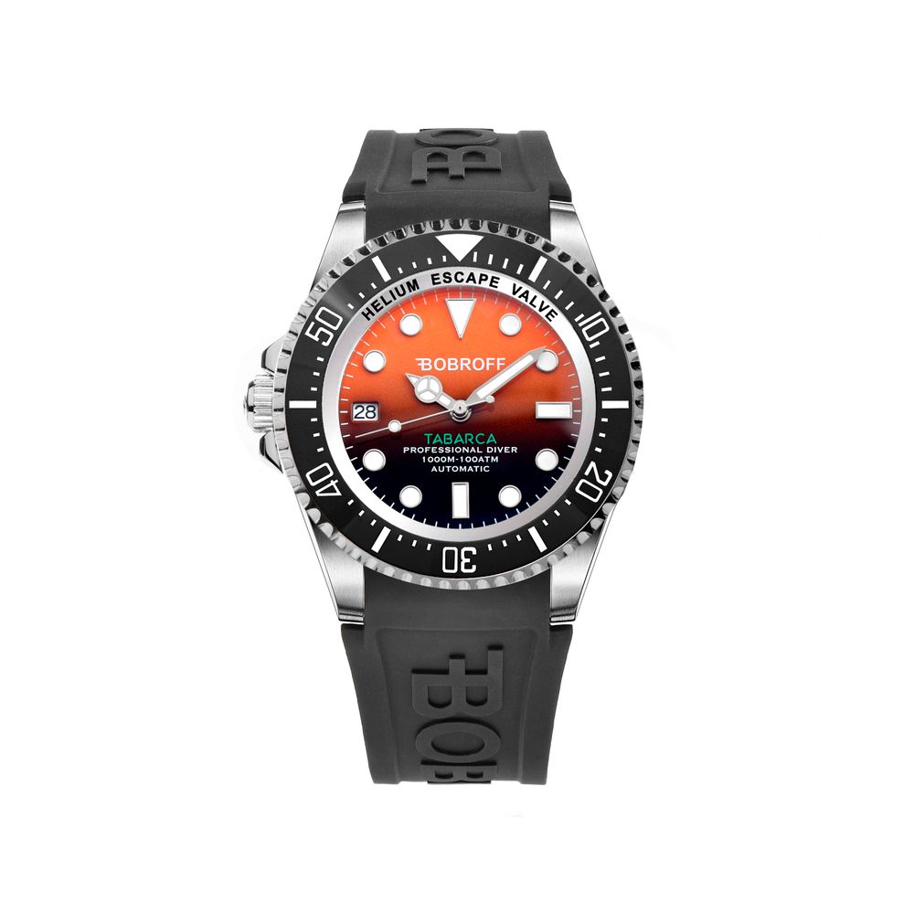 Bobroff-Armbanduhr aus schwarzem Kautschuk