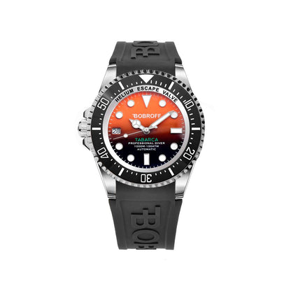 Bobroff-Armbanduhr aus schwarzem Kautschuk