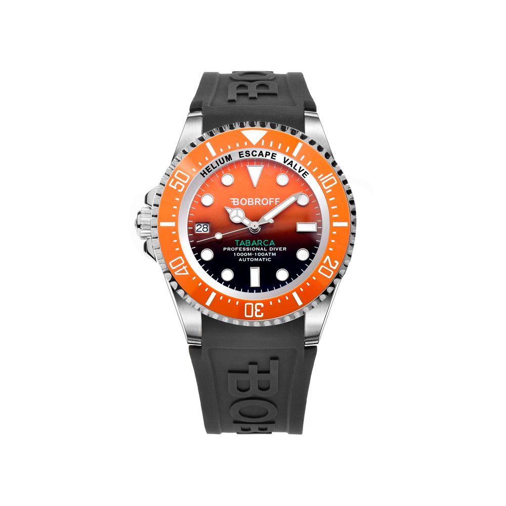 Bobroff-Armbanduhr aus schwarzem Kautschuk