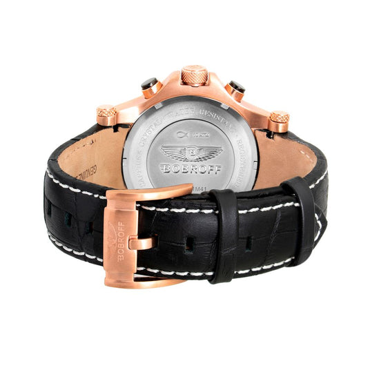 Bobroff-Armbanduhr aus schwarzem Leder