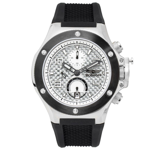 Bobroff-Armbanduhr aus schwarzem Kautschuk