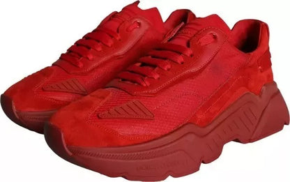 Dolce &amp; Gabbana Rote Daymaster Low Top Sneakers aus Leder
