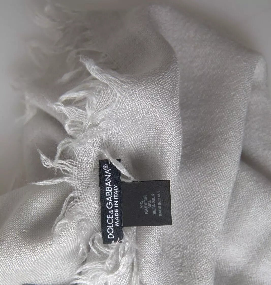 Dolce &amp; Gabbana – Grauer Kaschmir-Wickelschal mit Fransen