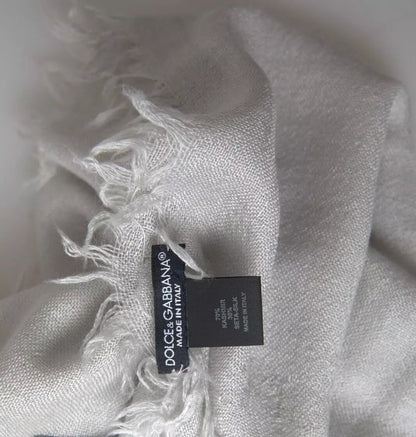 Dolce &amp; Gabbana – Grauer Kaschmir-Wickelschal mit Fransen
