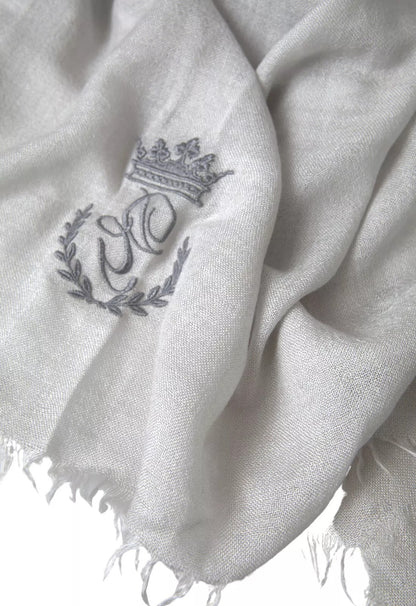 Dolce &amp; Gabbana – Grauer Kaschmir-Wickelschal mit Fransen