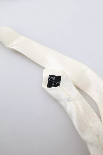 Dolce &amp; Gabbana Klassische Herrenkrawatte aus gebrochen weißer Satinseide