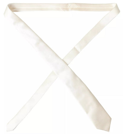 Dolce & Gabbana Off White Satin Silk Classic Men Necktie