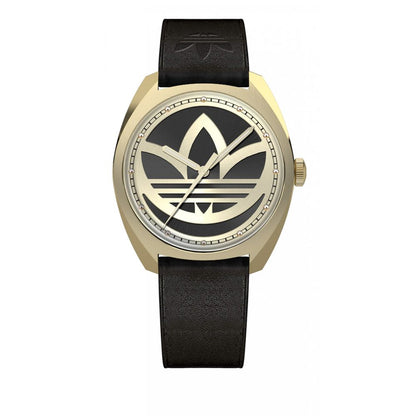 Adidas Uhr aus schwarzem Leder