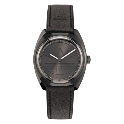 Adidas Uhr aus schwarzem Leder