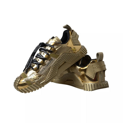 Dolce &amp; Gabbana Metallic Gold NS1 Low Top Sneakers Schuhe Sneakers