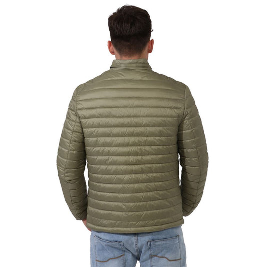 Yes Zee – Grüne Nylonjacke für Herren mit verdeckbarer Kapuze