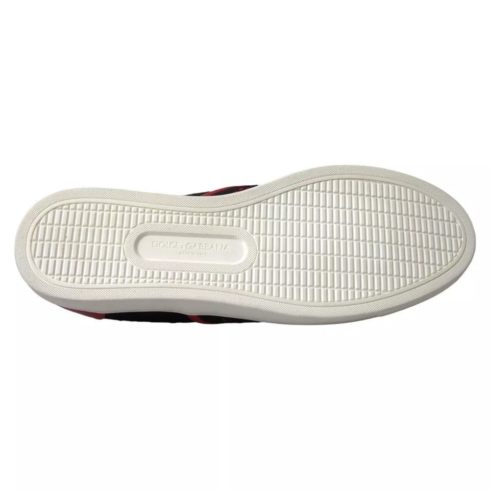 Dolce &amp; Gabbana – Slip-On-Sneakers mit Spitze in Schwarz und Rot