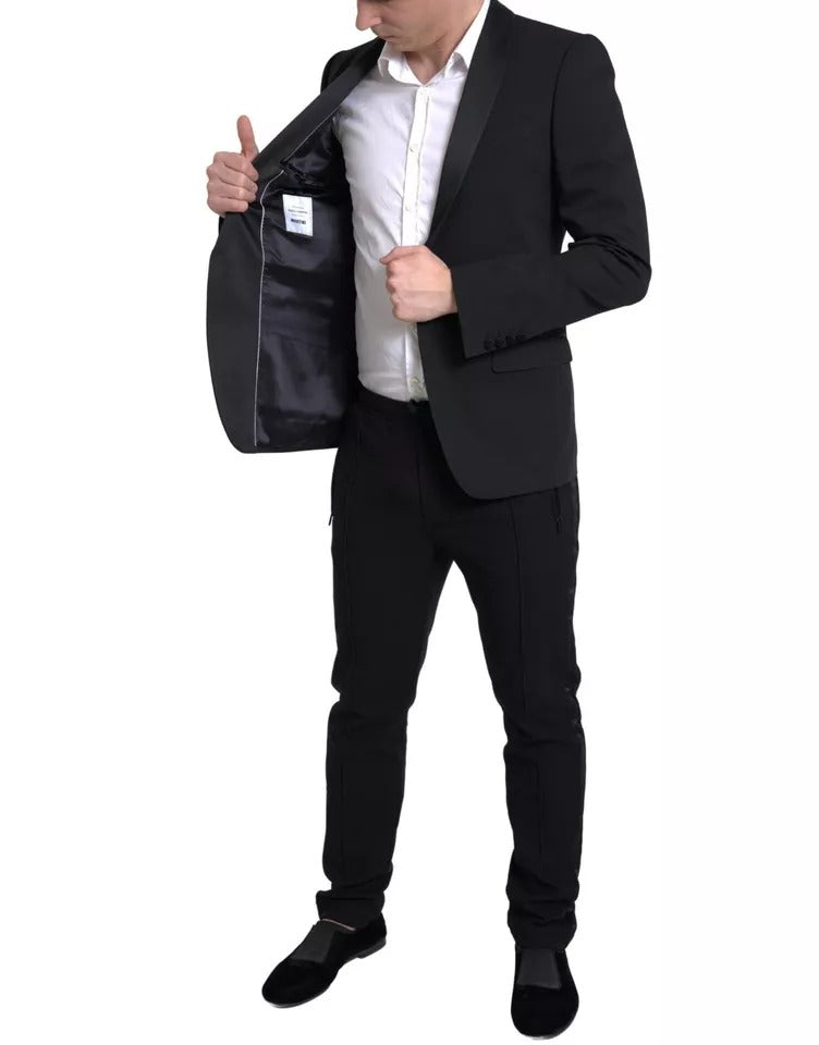 Dolce &amp; Gabbana Einreihiger MARTINI Blazer aus schwarzer Wolle