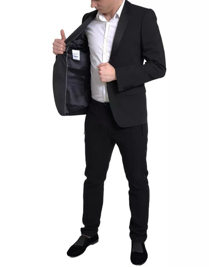 Dolce &amp; Gabbana Einreihiger MARTINI Blazer aus schwarzer Wolle