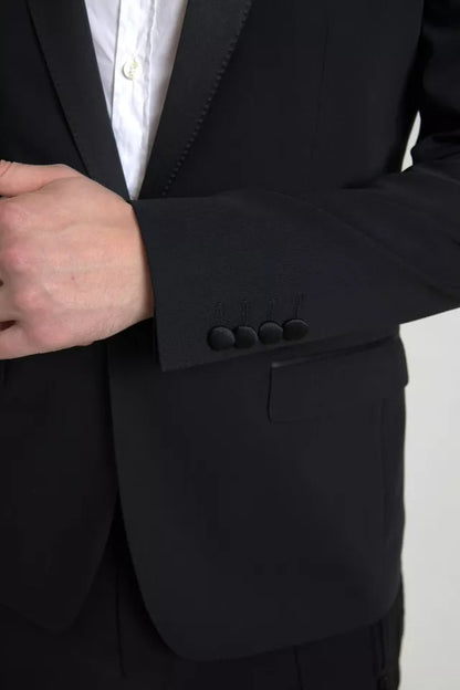 Dolce &amp; Gabbana Einreihiger MARTINI Blazer aus schwarzer Wolle