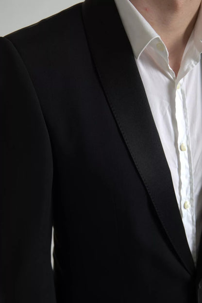 Dolce &amp; Gabbana Einreihiger MARTINI Blazer aus schwarzer Wolle
