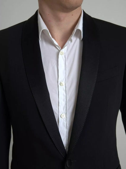 Dolce &amp; Gabbana Einreihiger MARTINI Blazer aus schwarzer Wolle