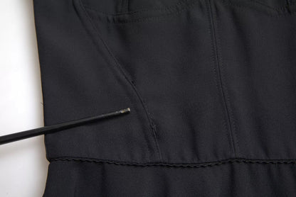 Dolce &amp; Gabbana Schwarzes ärmelloses A-Linien-Midikleid mit Plissee