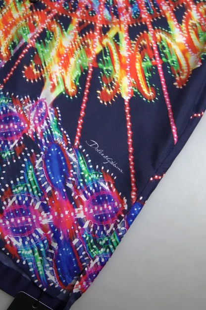 Mehrfarbiges Herren-Seidenhemd mit Luminarie-Print von Dolce &amp; Gabbana