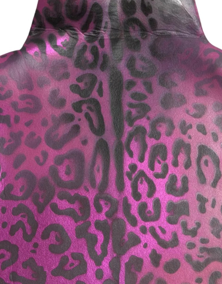 فستان دولتشي آند غابانا وردي بطبعة جلد النمر من البوليستر متوسط ​​الطول