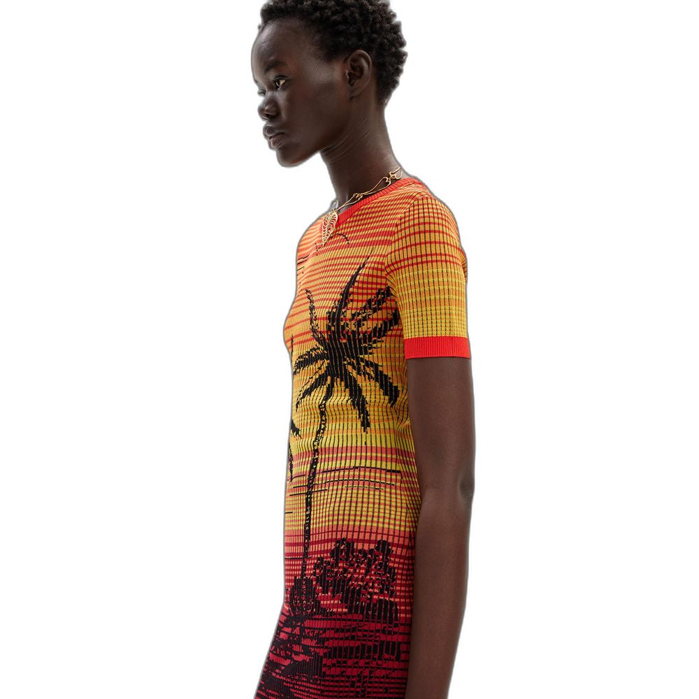 Desigual – Rotes Viskose-Midikleid