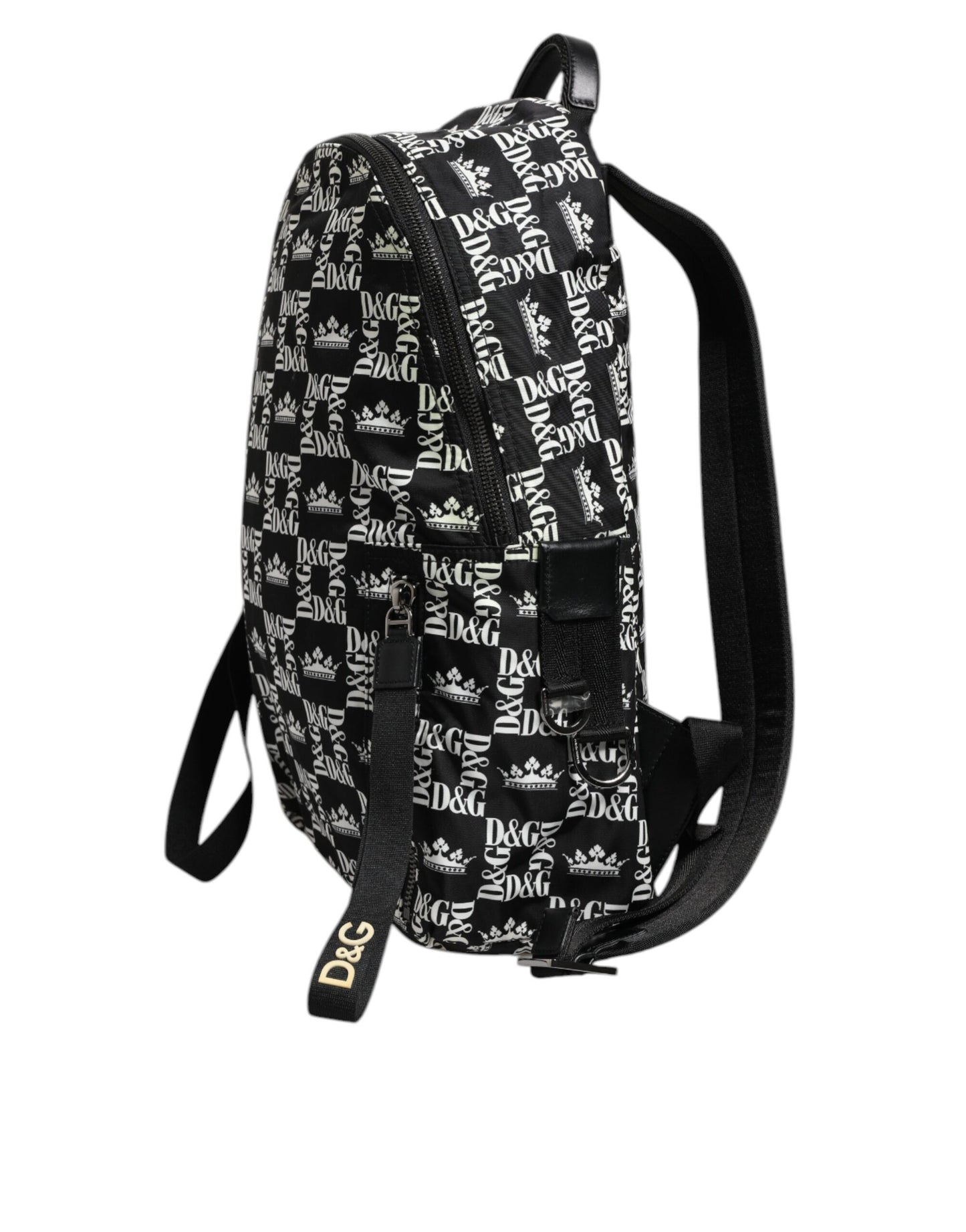 Dolce &amp; Gabbana – Schulrucksack aus Nylon mit Kronen-Print in Schwarz und Weiß