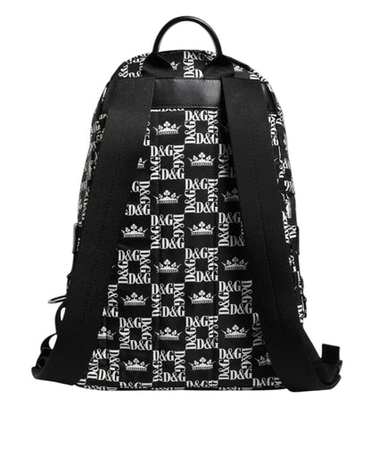 Dolce &amp; Gabbana – Schulrucksack aus Nylon mit Kronen-Print in Schwarz und Weiß
