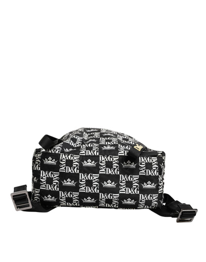 Dolce &amp; Gabbana – Schulrucksack aus Nylon mit Kronen-Print in Schwarz und Weiß