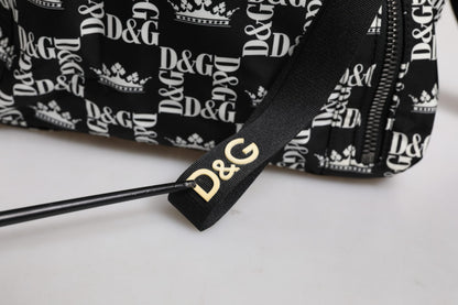 Dolce &amp; Gabbana – Schulrucksack aus Nylon mit Kronen-Print in Schwarz und Weiß