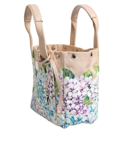 Dolce &amp; Gabbana – TANIA – Tragetasche aus Canvas mit mehrfarbigem Blumenmuster und Henkel