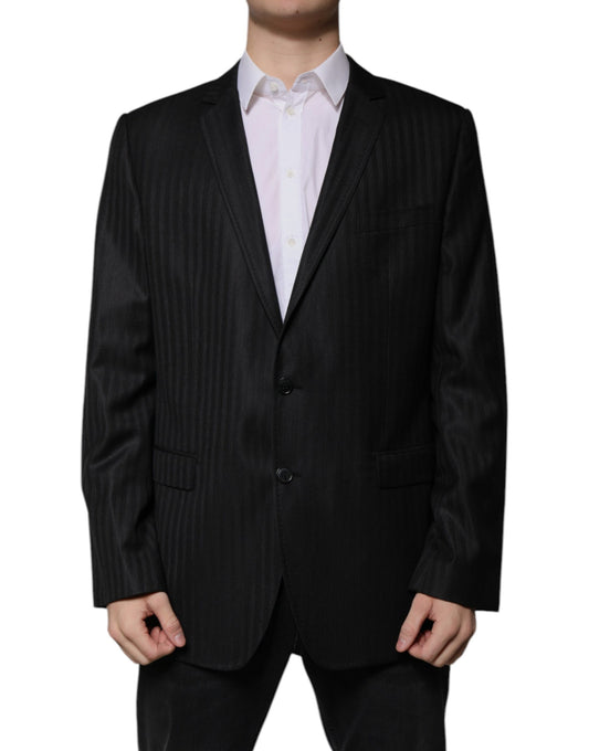 Dolce &amp; Gabbana – Einreihiger Blazer aus Wolle mit schwarzen Streifen