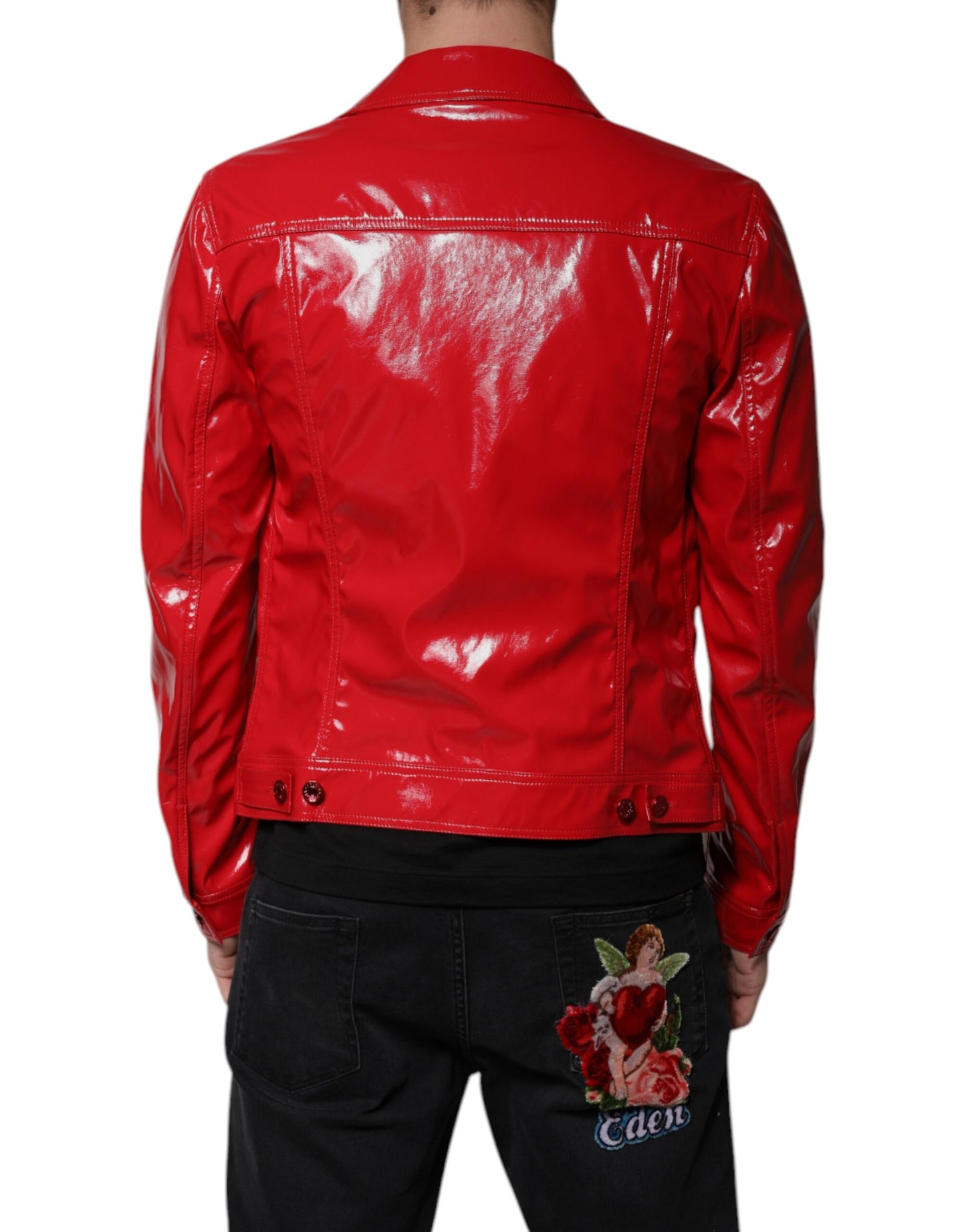 Dolce &amp; Gabbana – Rote Polyesterjacke mit Button-Down-Kragen
