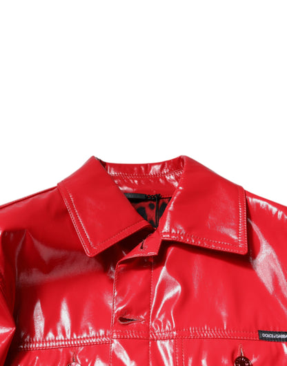 Dolce &amp; Gabbana – Rote Polyesterjacke mit Button-Down-Kragen