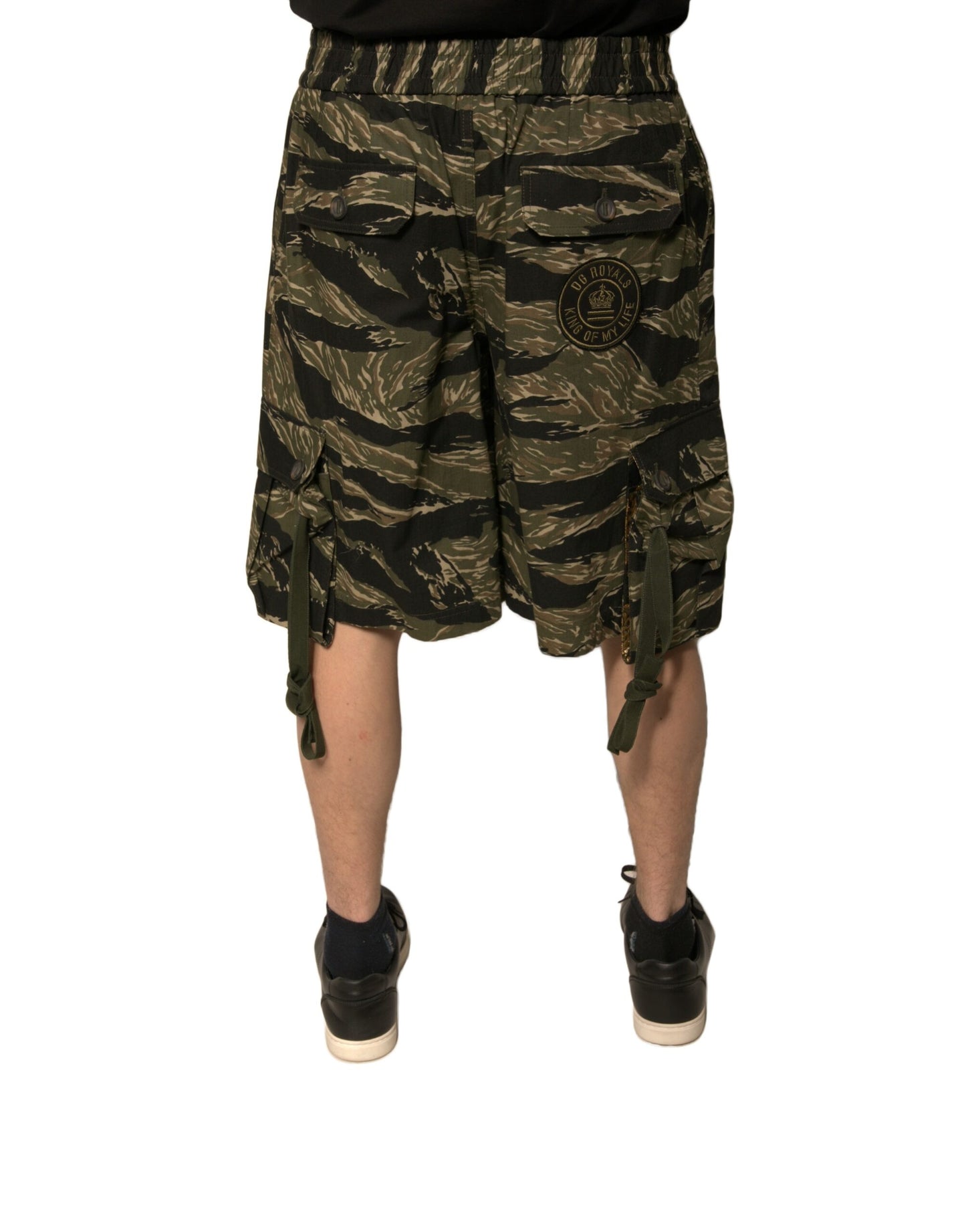 Dolce &amp; Gabbana – Bermudashorts aus Baumwolle mit Schwarz-Gold-Muster