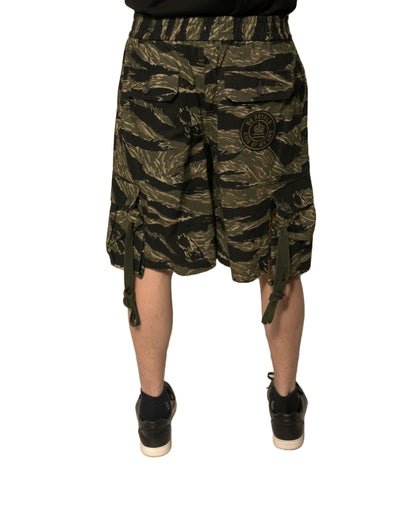 Dolce &amp; Gabbana – Bermudashorts aus Baumwolle mit Schwarz-Gold-Muster