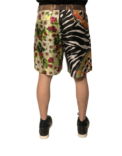 Dolce &amp; Gabbana Mehrfarbige Chino-Shorts aus Seide im Patchwork-Stil für Herren