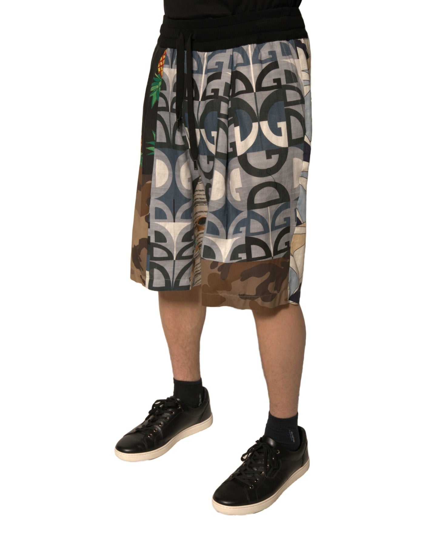 Dolce &amp; Gabbana Mehrfarbige Patchwork-Bermudashorts aus Leinen