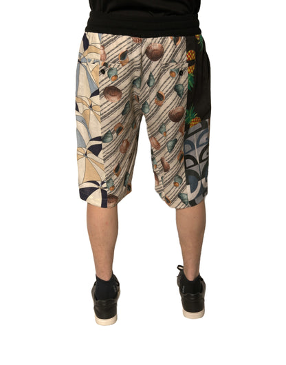 Dolce &amp; Gabbana Mehrfarbige Patchwork-Bermudashorts aus Leinen