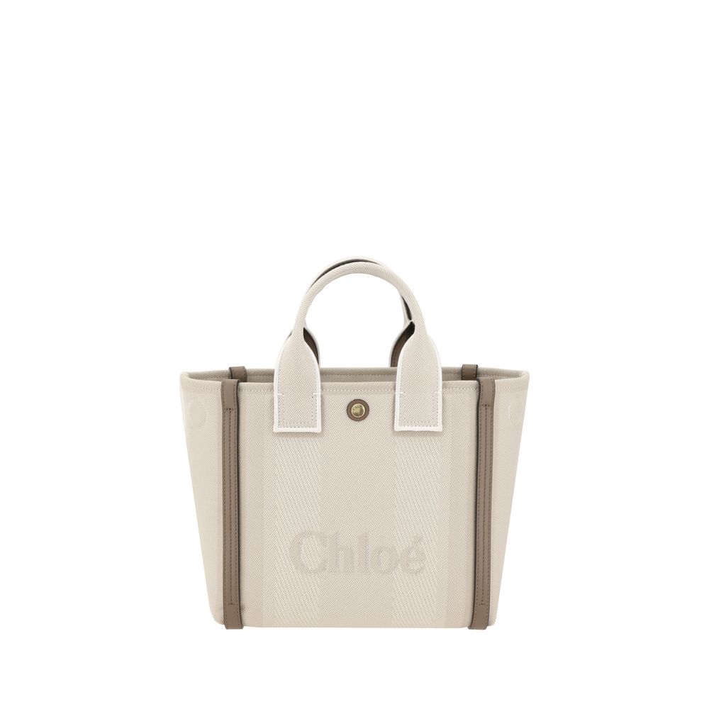 Chloé Schultertasche aus beigefarbener Baumwolle